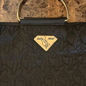 Baby Phat Black Quilted Tote with Gold Accents